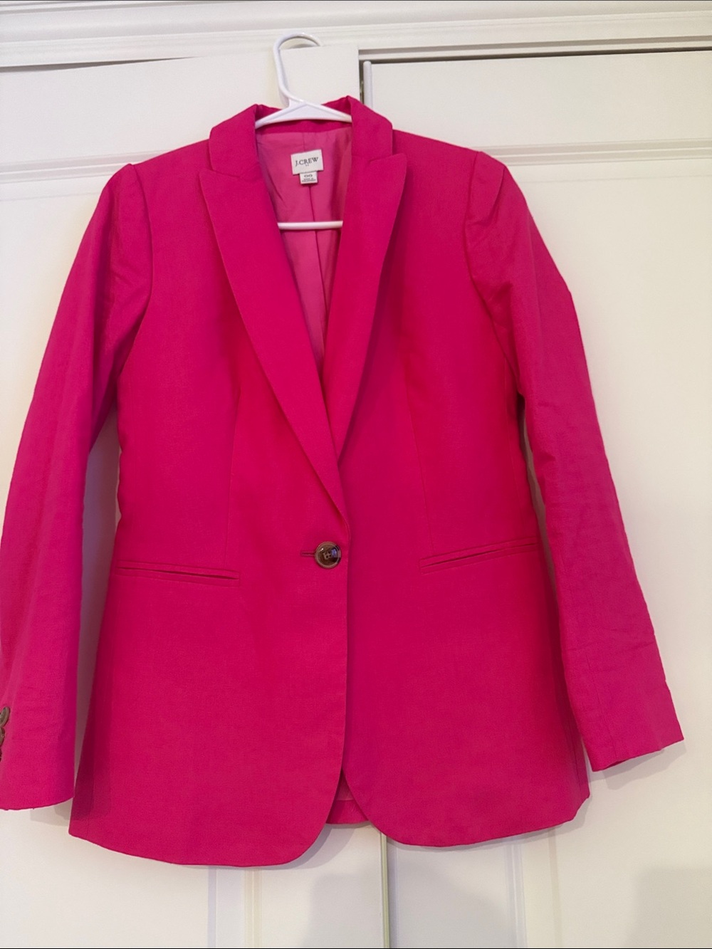 NWOT J. Crew Women's Bright Pink Single-Button Linen Blazer